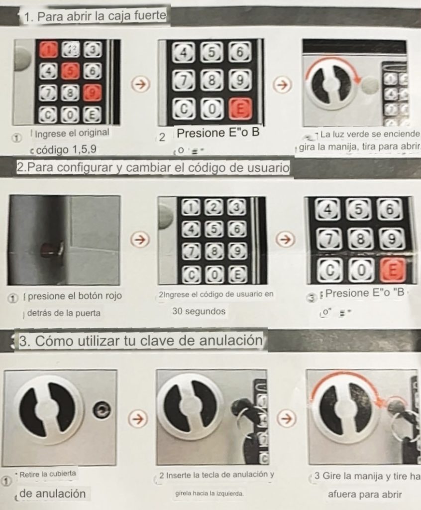 lock box instructions Spanish